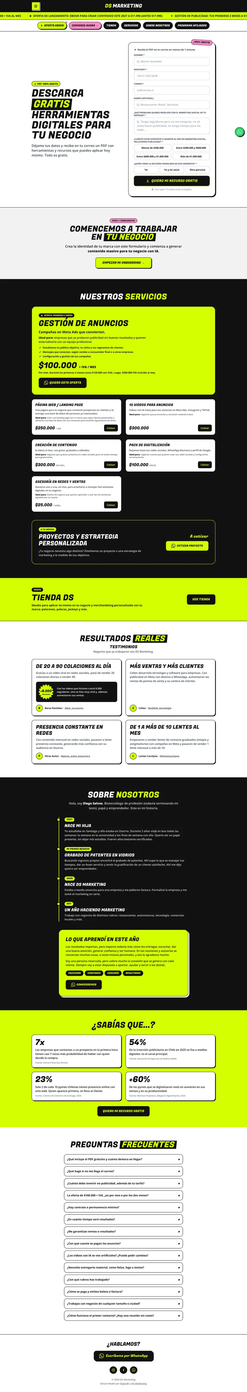 Sitio web de la agencia DS Marketing