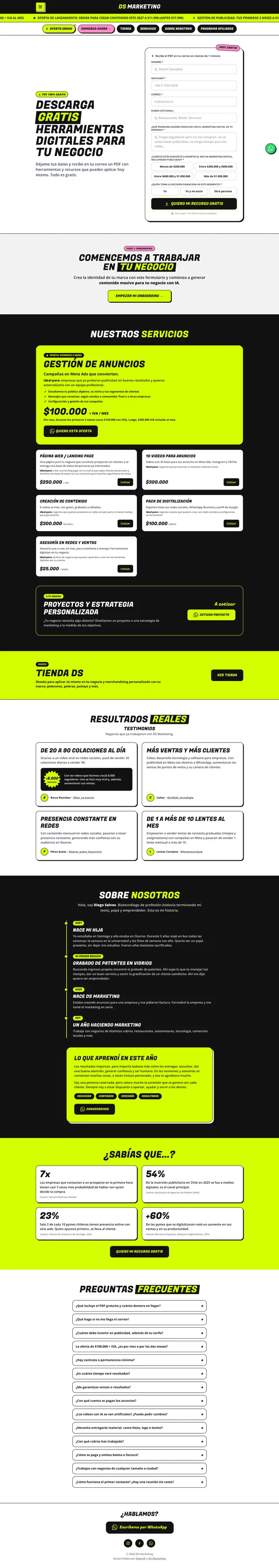 Sitio web de DS Marketing